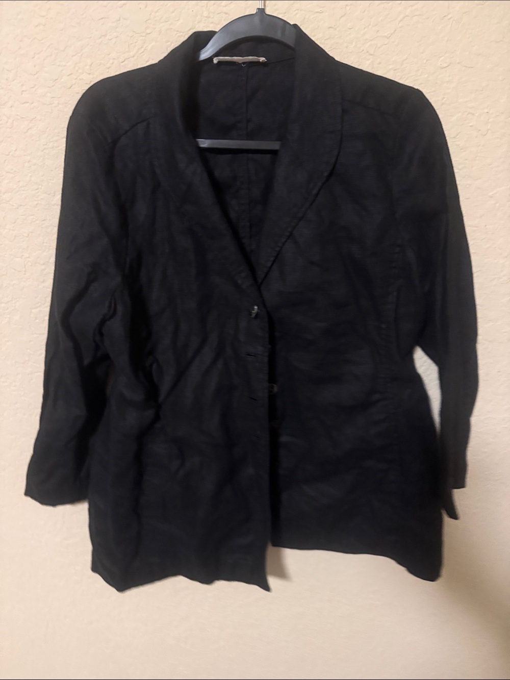Eileen Fisher Women’s Black Linen Blazer Jacket large/xl